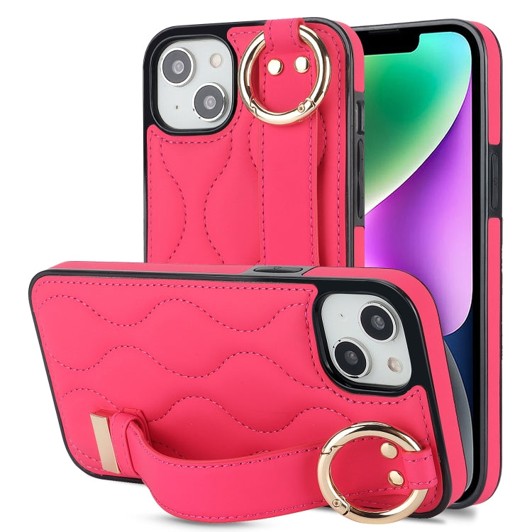 Non-slip Full Coverage Ring PU Phone Case with Wristband, For iPhone 16 Pro Max, For iPhone 16 Pro, For iPhone 16 Plus, For iPhone 16, For iPhone 14 Plus, For iPhone 14