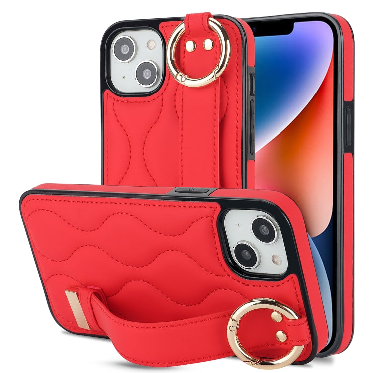 Non-slip Full Coverage Ring PU Phone Case with Wristband, For iPhone 16 Pro Max, For iPhone 16 Pro, For iPhone 16 Plus, For iPhone 16, For iPhone 14 Plus, For iPhone 14