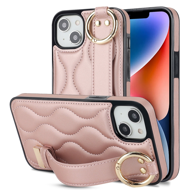 Non-slip Full Coverage Ring PU Phone Case with Wristband, For iPhone 16 Pro Max, For iPhone 16 Pro, For iPhone 16 Plus, For iPhone 16, For iPhone 14 Plus, For iPhone 14