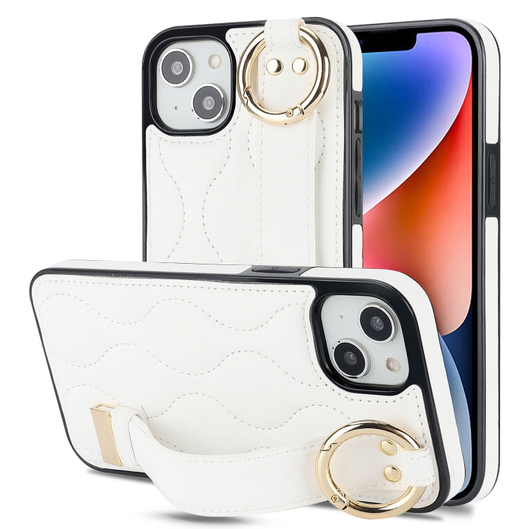 Non-slip Full Coverage Ring PU Phone Case with Wristband, For iPhone 16 Pro Max, For iPhone 16 Pro, For iPhone 16 Plus, For iPhone 16, For iPhone 14 Plus, For iPhone 14