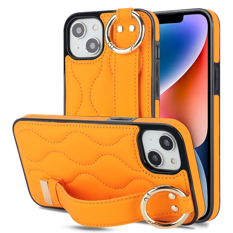 Non-slip Full Coverage Ring PU Phone Case with Wristband, For iPhone 16 Pro Max, For iPhone 16 Pro, For iPhone 16 Plus, For iPhone 16, For iPhone 14 Plus, For iPhone 14