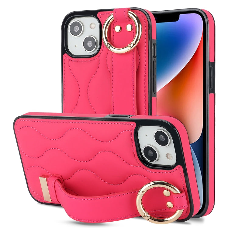 Non-slip Full Coverage Ring PU Phone Case with Wristband, For iPhone 16 Pro Max, For iPhone 16 Pro, For iPhone 16 Plus, For iPhone 16, For iPhone 14 Plus, For iPhone 14