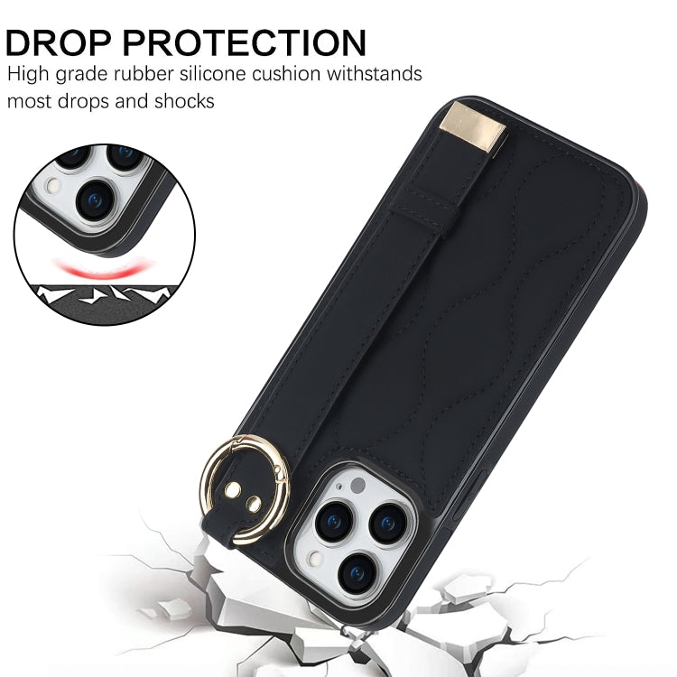 Non-slip Full Coverage Ring PU Phone Case with Wristband, For iPhone 14 Pro, For iPhone 14 Pro Max, For iPhone 13 Pro Max, For iPhone 13 Pro, For iPhone 13, For iPhone 13 mini