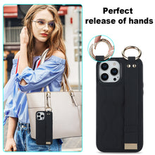 Load image into Gallery viewer, Non-slip Full Coverage Ring PU Phone Case with Wristband, For iPhone 14 Pro, For iPhone 14 Pro Max, For iPhone 13 Pro Max, For iPhone 13 Pro, For iPhone 13, For iPhone 13 mini
