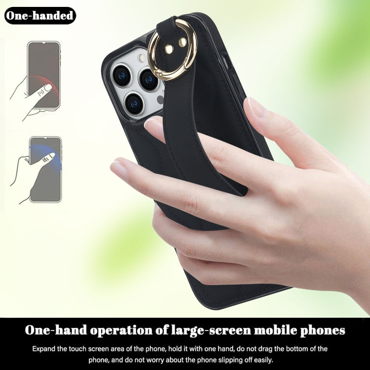 Non-slip Full Coverage Ring PU Phone Case with Wristband, For iPhone 14 Pro, For iPhone 14 Pro Max, For iPhone 13 Pro Max, For iPhone 13 Pro, For iPhone 13, For iPhone 13 mini