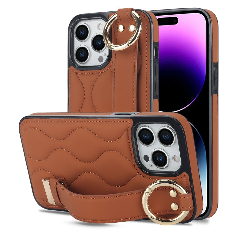 Non-slip Full Coverage Ring PU Phone Case with Wristband, For iPhone 14 Pro, For iPhone 14 Pro Max, For iPhone 13 Pro Max, For iPhone 13 Pro, For iPhone 13, For iPhone 13 mini