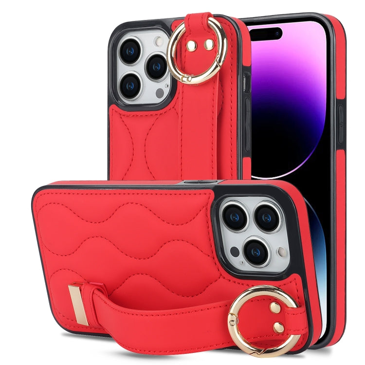 Non-slip Full Coverage Ring PU Phone Case with Wristband, For iPhone 14 Pro, For iPhone 14 Pro Max, For iPhone 13 Pro Max, For iPhone 13 Pro, For iPhone 13, For iPhone 13 mini