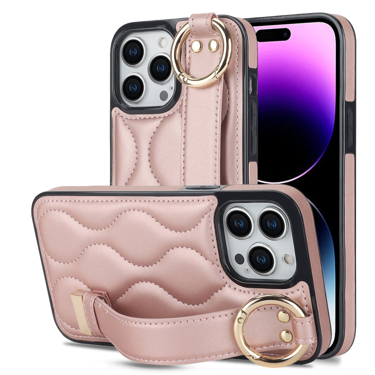 Non-slip Full Coverage Ring PU Phone Case with Wristband, For iPhone 14 Pro, For iPhone 14 Pro Max, For iPhone 13 Pro Max, For iPhone 13 Pro, For iPhone 13, For iPhone 13 mini