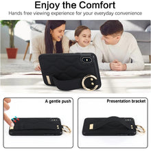 Load image into Gallery viewer, Non-slip Full Coverage Ring PU Phone Case with Wristband, For iPhone XS / X, For iPhone XR, For iPhone XS Max, For iPhone 7 Plus / 8 Plus, For iPhone 7 / 8
