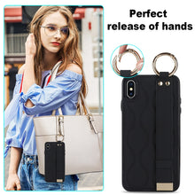 Load image into Gallery viewer, Non-slip Full Coverage Ring PU Phone Case with Wristband, For iPhone XS / X, For iPhone XR, For iPhone XS Max, For iPhone 7 Plus / 8 Plus, For iPhone 7 / 8