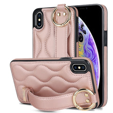 Load image into Gallery viewer, Non-slip Full Coverage Ring PU Phone Case with Wristband, For iPhone XS / X, For iPhone XR, For iPhone XS Max, For iPhone 7 Plus / 8 Plus, For iPhone 7 / 8