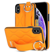 Load image into Gallery viewer, Non-slip Full Coverage Ring PU Phone Case with Wristband, For iPhone XS / X, For iPhone XR, For iPhone XS Max, For iPhone 7 Plus / 8 Plus, For iPhone 7 / 8