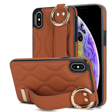 Load image into Gallery viewer, Non-slip Full Coverage Ring PU Phone Case with Wristband, For iPhone XS / X, For iPhone XR, For iPhone XS Max, For iPhone 7 Plus / 8 Plus, For iPhone 7 / 8