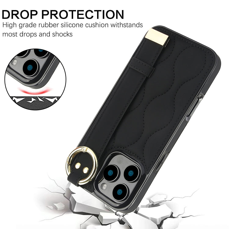 Non-slip Full Coverage Ring PU Phone Case with Wristband, For iPhone 16 Pro Max, For iPhone 16 Pro, For iPhone 16 Plus, For iPhone 16, For iPhone 14 Plus, For iPhone 14