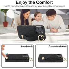 Load image into Gallery viewer, Non-slip Full Coverage Ring PU Phone Case with Wristband, For iPhone 16 Pro Max, For iPhone 16 Pro, For iPhone 16 Plus, For iPhone 16, For iPhone 14 Plus, For iPhone 14
