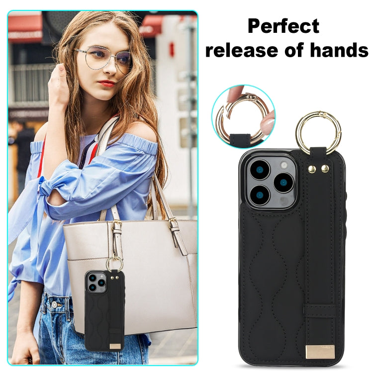 Non-slip Full Coverage Ring PU Phone Case with Wristband, For iPhone 16 Pro Max, For iPhone 16 Pro, For iPhone 16 Plus, For iPhone 16, For iPhone 14 Plus, For iPhone 14