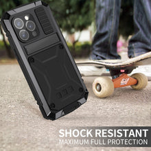 Load image into Gallery viewer, R-JUST Shockproof Life Waterproof Dust-proof Metal + Silicone Phone Case with Holder, For iPhone 15 Pro Max, For iPhone 15 Pro, For iPhone 15 Plus, For iPhone 15