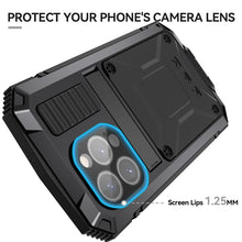 Load image into Gallery viewer, R-JUST Shockproof Life Waterproof Dust-proof Metal + Silicone Phone Case with Holder, For iPhone 15 Pro Max, For iPhone 15 Pro, For iPhone 15 Plus, For iPhone 15