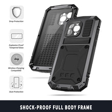 Load image into Gallery viewer, R-JUST Shockproof Life Waterproof Dust-proof Metal + Silicone Phone Case with Holder, For iPhone 15 Pro Max, For iPhone 15 Pro, For iPhone 15 Plus, For iPhone 15