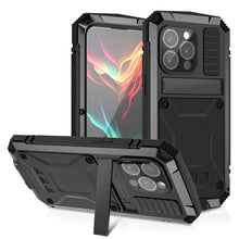 Load image into Gallery viewer, R-JUST Shockproof Life Waterproof Dust-proof Metal + Silicone Phone Case with Holder, For iPhone 15 Pro Max, For iPhone 15 Pro, For iPhone 15 Plus, For iPhone 15