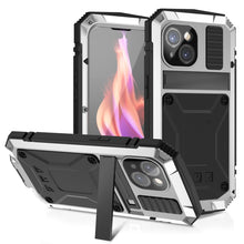 Load image into Gallery viewer, R-JUST Shockproof Life Waterproof Dust-proof Metal + Silicone Phone Case with Holder, For iPhone 15 Pro Max, For iPhone 15 Pro, For iPhone 15 Plus, For iPhone 15