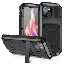 Load image into Gallery viewer, R-JUST Shockproof Life Waterproof Dust-proof Metal + Silicone Phone Case with Holder, For iPhone 15 Pro Max, For iPhone 15 Pro, For iPhone 15 Plus, For iPhone 15