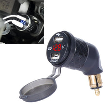 Load image into Gallery viewer, German EU Plug Special Motorcycle Elbow Charger Dual USB Voltmeter 4.2A Charger, Black, Blue, Red, Gold