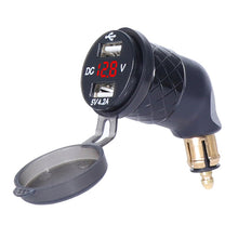 Load image into Gallery viewer, German EU Plug Special Motorcycle Elbow Charger Dual USB Voltmeter 4.2A Charger, Black, Blue, Red, Gold
