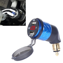 Load image into Gallery viewer, German EU Plug Special Motorcycle Elbow Charger Dual USB Voltmeter 4.2A Charger, Black, Blue, Red, Gold