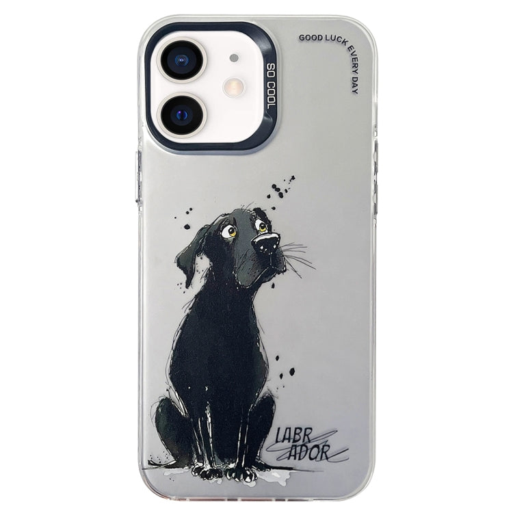 Double Layer Color Silver Series Animal Oil Painting Phone Case, For iPhone 12 Pro, For iPhone 11