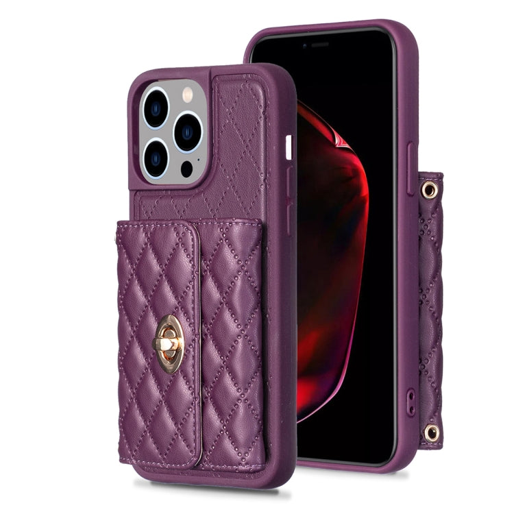 Horizontal Wallet Rhombic Leather Phone Case, For iPhone 15 Pro Max, For iPhone 15 Pro, For iPhone 15 Plus, For iPhone 15