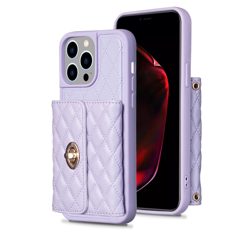 Horizontal Wallet Rhombic Leather Phone Case, For iPhone 15 Pro Max, For iPhone 15 Pro, For iPhone 15 Plus, For iPhone 15