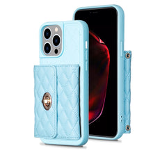 Load image into Gallery viewer, Horizontal Wallet Rhombic Leather Phone Case, For iPhone 15 Pro Max, For iPhone 15 Pro, For iPhone 15 Plus, For iPhone 15