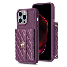 Load image into Gallery viewer, Horizontal Wallet Rhombic Leather Phone Case, For iPhone 15 Pro Max, For iPhone 15 Pro, For iPhone 15 Plus, For iPhone 15