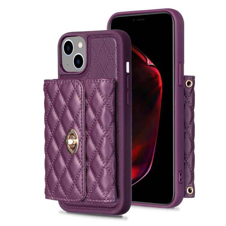 Horizontal Wallet Rhombic Leather Phone Case, For iPhone 15 Pro Max, For iPhone 15 Pro, For iPhone 15 Plus, For iPhone 15