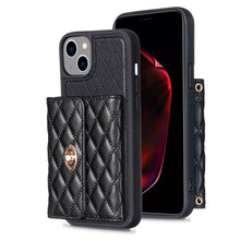 Load image into Gallery viewer, Horizontal Wallet Rhombic Leather Phone Case, For iPhone 15 Pro Max, For iPhone 15 Pro, For iPhone 15 Plus, For iPhone 15