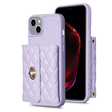 Load image into Gallery viewer, Horizontal Wallet Rhombic Leather Phone Case, For iPhone 15 Pro Max, For iPhone 15 Pro, For iPhone 15 Plus, For iPhone 15