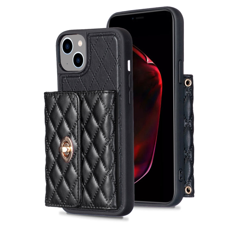 Horizontal Wallet Rhombic Leather Phone Case, For iPhone 15 Pro Max, For iPhone 15 Pro, For iPhone 15 Plus, For iPhone 15