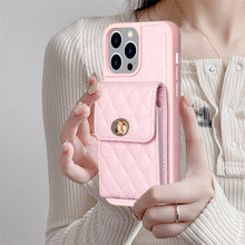 Load image into Gallery viewer, Vertical Wallet Rhombic Leather Phone Case, For iPhone 15 Pro Max, For iPhone 15 Pro, For iPhone 15 Plus, For iPhone 15