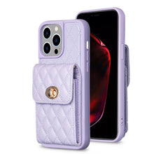 Load image into Gallery viewer, Vertical Wallet Rhombic Leather Phone Case, For iPhone 15 Pro Max, For iPhone 15 Pro, For iPhone 15 Plus, For iPhone 15