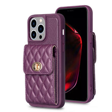 Load image into Gallery viewer, Vertical Wallet Rhombic Leather Phone Case, For iPhone 15 Pro Max, For iPhone 15 Pro, For iPhone 15 Plus, For iPhone 15