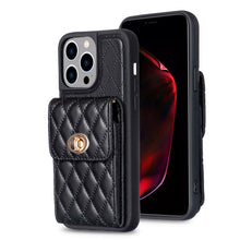 Load image into Gallery viewer, Vertical Wallet Rhombic Leather Phone Case, For iPhone 15 Pro Max, For iPhone 15 Pro, For iPhone 15 Plus, For iPhone 15