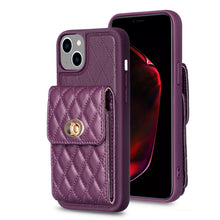 Load image into Gallery viewer, Vertical Wallet Rhombic Leather Phone Case, For iPhone 15 Pro Max, For iPhone 15 Pro, For iPhone 15 Plus, For iPhone 15