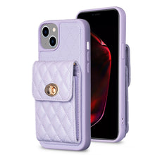 Load image into Gallery viewer, Vertical Wallet Rhombic Leather Phone Case, For iPhone 15 Pro Max, For iPhone 15 Pro, For iPhone 15 Plus, For iPhone 15