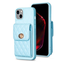 Load image into Gallery viewer, Vertical Wallet Rhombic Leather Phone Case, For iPhone 15 Pro Max, For iPhone 15 Pro, For iPhone 15 Plus, For iPhone 15