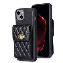 Load image into Gallery viewer, Vertical Wallet Rhombic Leather Phone Case, For iPhone 15 Pro Max, For iPhone 15 Pro, For iPhone 15 Plus, For iPhone 15