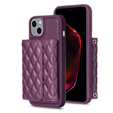 Load image into Gallery viewer, Horizontal Wallet Rhombic Leather Phone Case, For iPhone 15 Pro Max, For iPhone 15 Pro, For iPhone 15 Plus, For iPhone 15