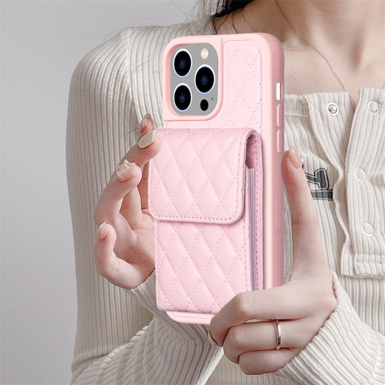 Vertical Wallet Rhombic Leather Phone Case, For iPhone 15 Pro Max, For iPhone 15 Pro, For iPhone 15 Plus, For iPhone 15