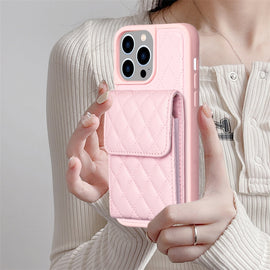 Vertical Wallet Rhombic Leather Phone Case, For iPhone 15 Pro Max, For iPhone 15 Pro, For iPhone 15 Plus, For iPhone 15