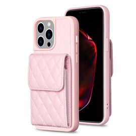 Vertical Wallet Rhombic Leather Phone Case, For iPhone 15 Pro Max, For iPhone 15 Pro, For iPhone 15 Plus, For iPhone 15